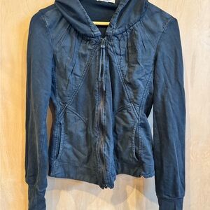 Black Hooded Zip-Up Jacket